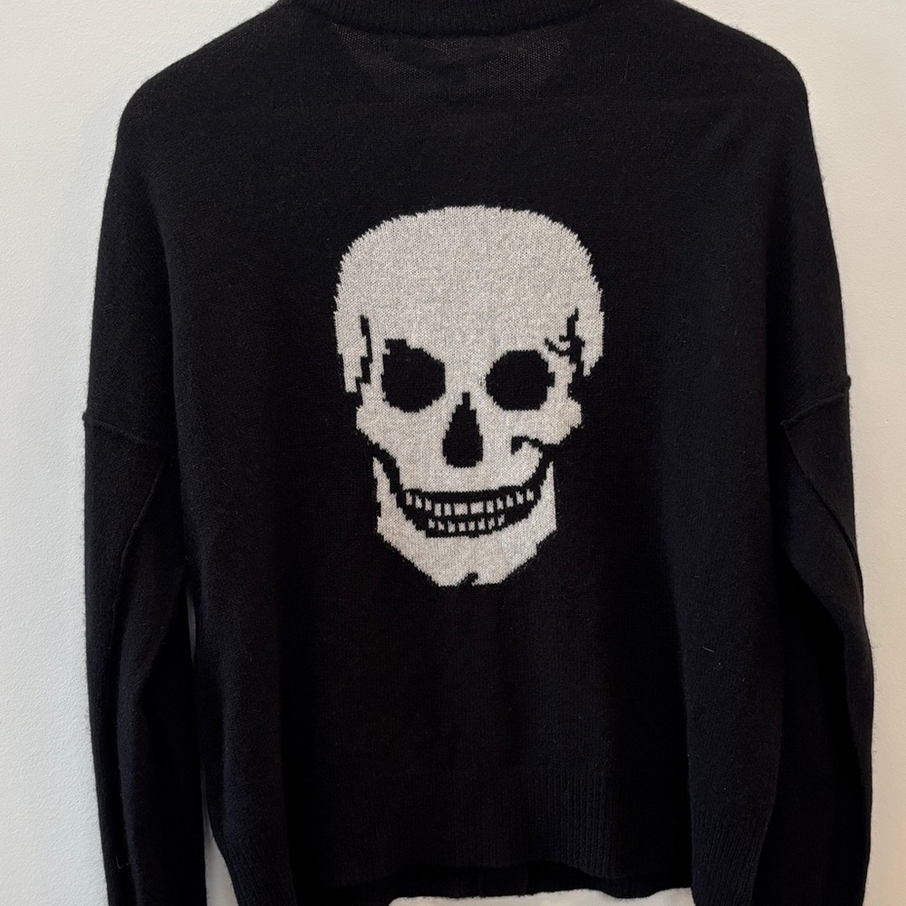 Skull Cashmere Black Button-Up Cardigan - Picture 5 of 5